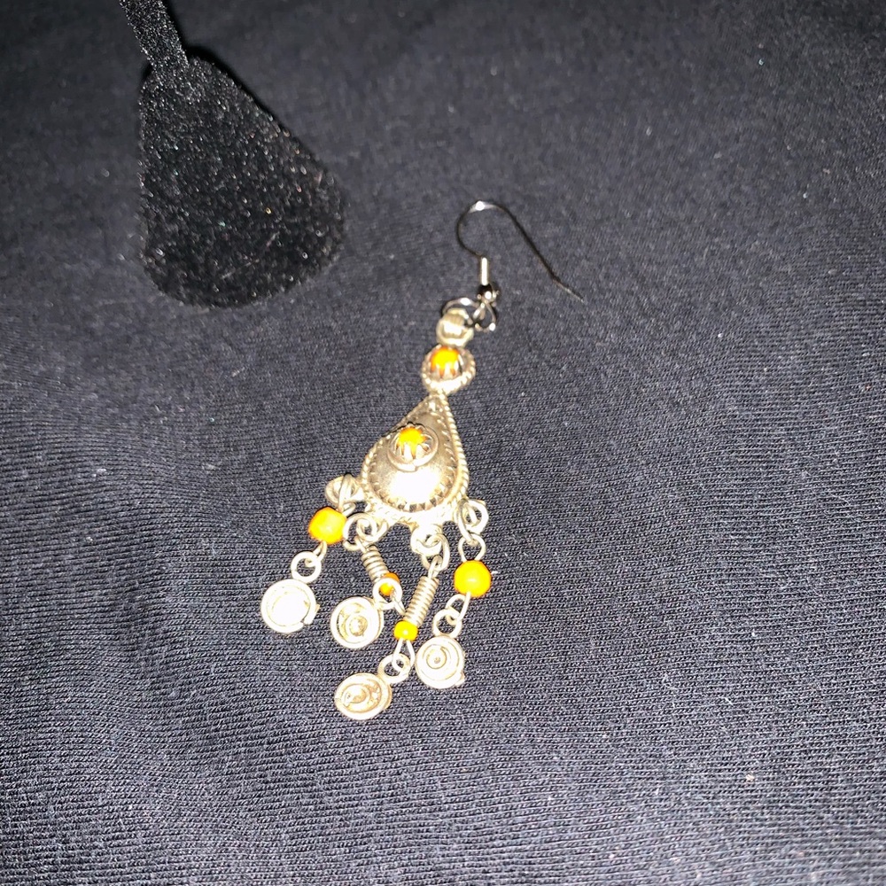 Silver earrings with coral accent stones